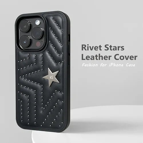 Luxury Rivet Stars Leather Case  Fashion Shockproof Cover For IPhone 11 12 13 14 Pro Max Plus