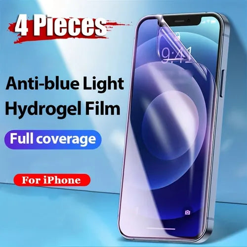 [4pcs] Anti-Blue Light Soft HD Hydrogel Film Full Cover Screen Protector For IPhone 7 8 Se2020 X Xs Xr Max 11 12 13 14 Plus Pro Max