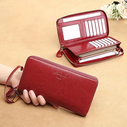 Fashion Wallet Men Long Wallet Anti-theft Brush New Multi-functional Genuine Leather Wallet Zipper Clutch Bag For Mobile Phone