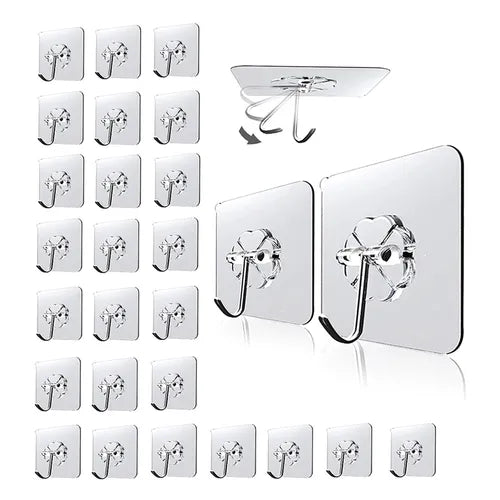 30pcs Practical Adhesive Hooks, Multifunctional Hooks, Transparent Anti-Skid Traceless Hooks, Kitchenware Hook