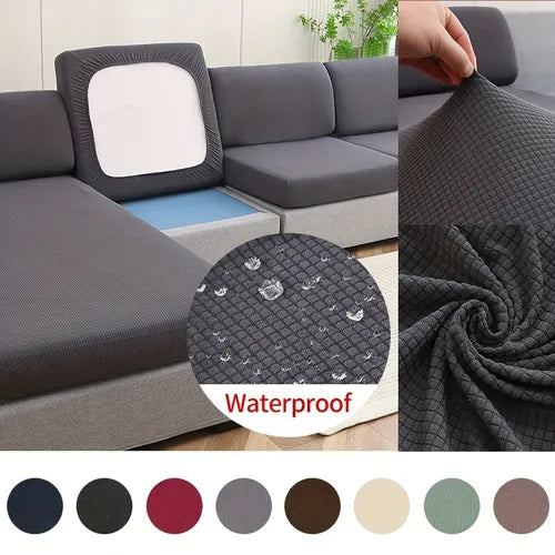 1pc Solid Color Elastic Sofa Slipcover, Waterproof Non-slip Sofa Cover, Furniture Protector For Bedroom Office Living Room Home Decor