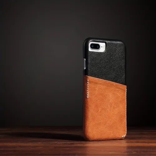 Top Layer Cowhide Phone Case Color Matching Retro Phone Case Card Phone Case For IPhonex/iPhone Xs