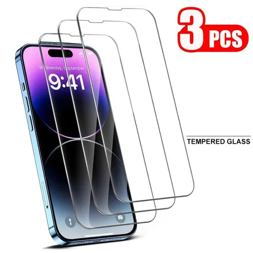 3pcs HD Clear Tempered Glass Screen Cover For Apple Iphone 11 12 13 14 Pro Max 14 Plus 13 12 Mini X XS MAX XR Full Screen Coverage Protector Glass Film Gift For Birthday/Easter/President's Day/Boy/Girlfriends