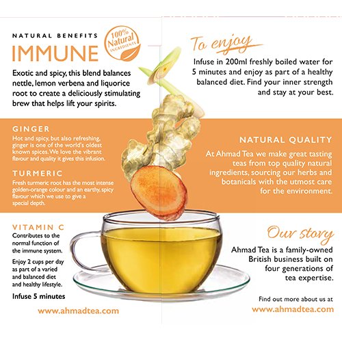 Ahmad Lemon, Ginger & Turmeric "Immune" Infusion 20 teabags