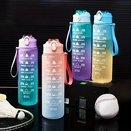 1pc 650ML Progressive Color Outdoor Sports Water Cup, Inspirational Water Cup With Time Scale, Drop Resistant Sports Bouncing Lid Water Bottle, Portable Sports Water Cup, Fashion Color Matching