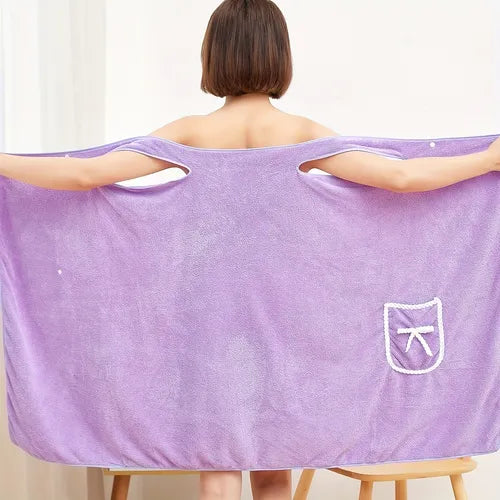 1pc Wearable Bath Wrap Towels For Women Adult, Shower Spa Wrap Bathrobe With Pocket, Home Hotel Bathrobes, Nightgown For Sauna Pool Gym, Travel Bath Skirt, Big Bath Towel, Bathroom Accessories