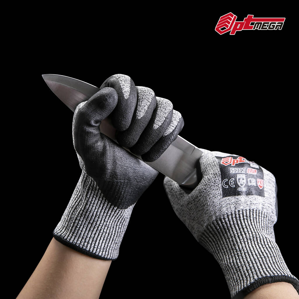 Optmega 51317 轻质防割手套 CE 5 级 Cut C 工作手套 微泡沫丁腈涂层安全手套，适合一般工作