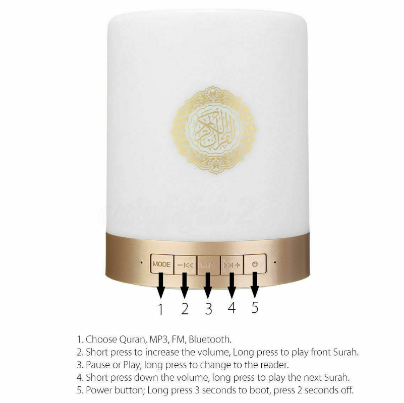 Smart Portable Bluetooth Quran Speaker With Table / Hanging Touch Lamp