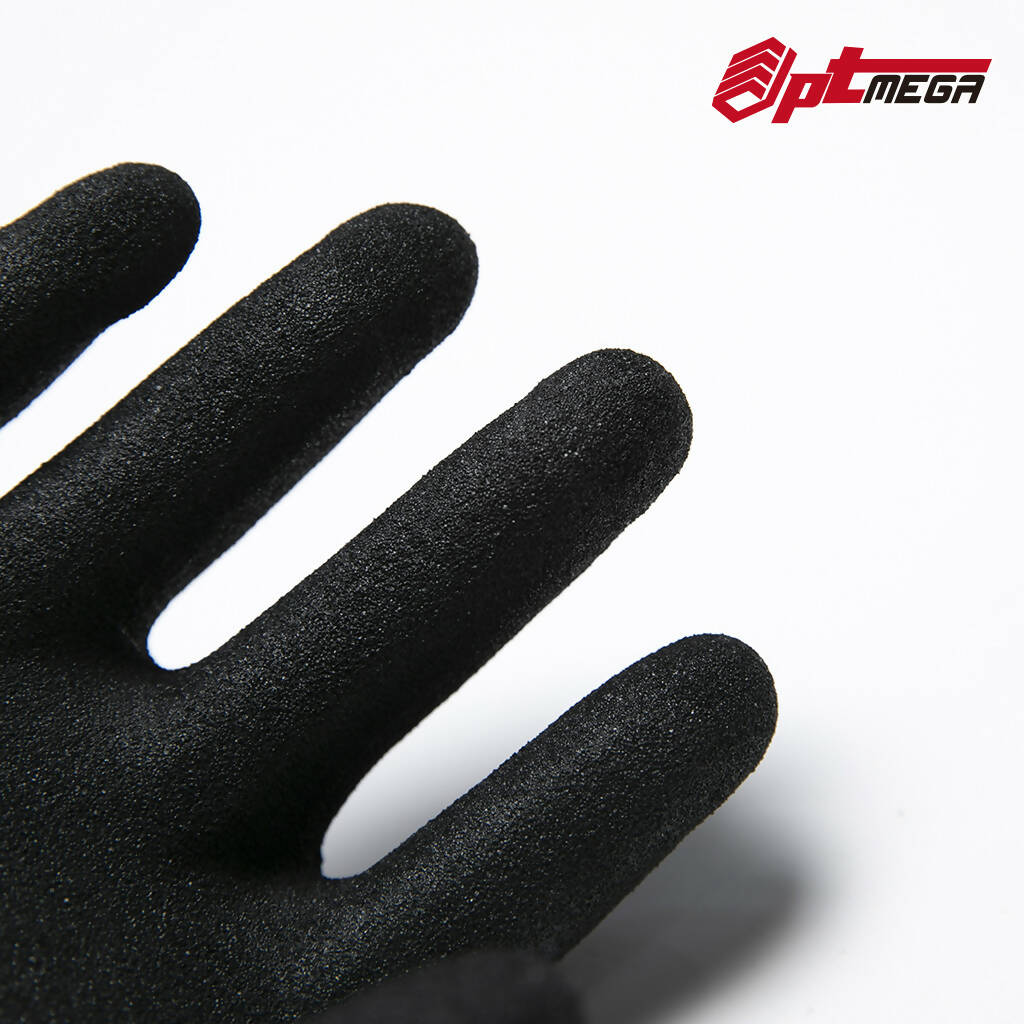 Optmega 65317 Cut Resistant Gloves CE Level 5 Cut C Work Gloves Sandy Nitrile Coated Superior Grip Safety Gloves for Sheet Metal Handling, Glass Cutting, Wood Working